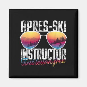 Aimant Moniteur de Après-Ski Premier Cours Gratuit Drôle