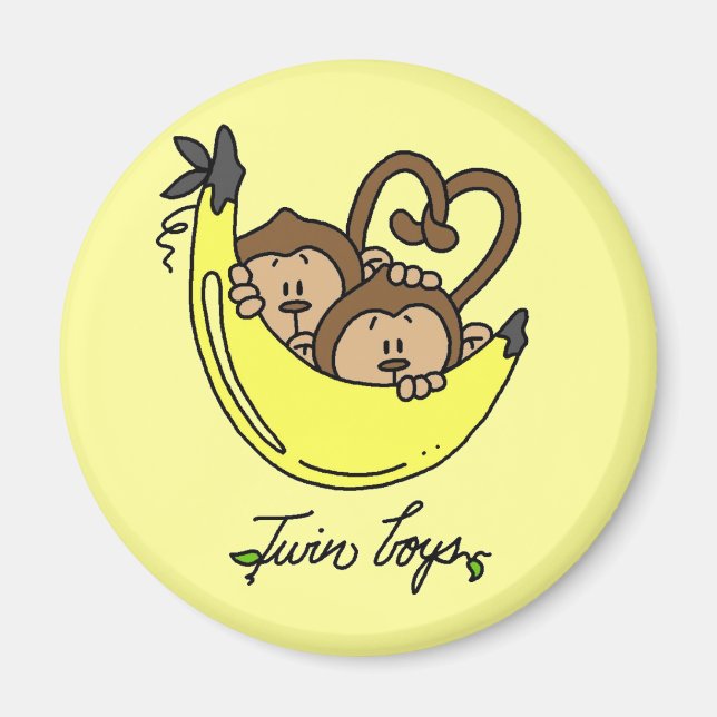 Aimant Monkeys Twin Boys T-shirts et cadeaux (Devant)