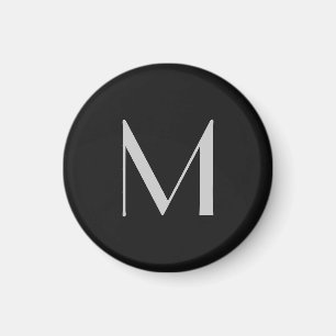Aimant Monogram Grey Black Modern Ajouter Votre Nom Initi