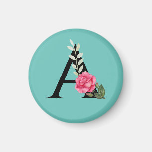 Aimant Monogram Initial Letter A dans le rose blanc
