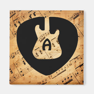 Aimant Monogram Rock et Roll Guitar Sound Wave Vintage
