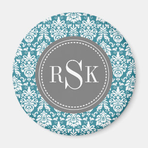 Aimant Monogram Trio Turquoise Damask