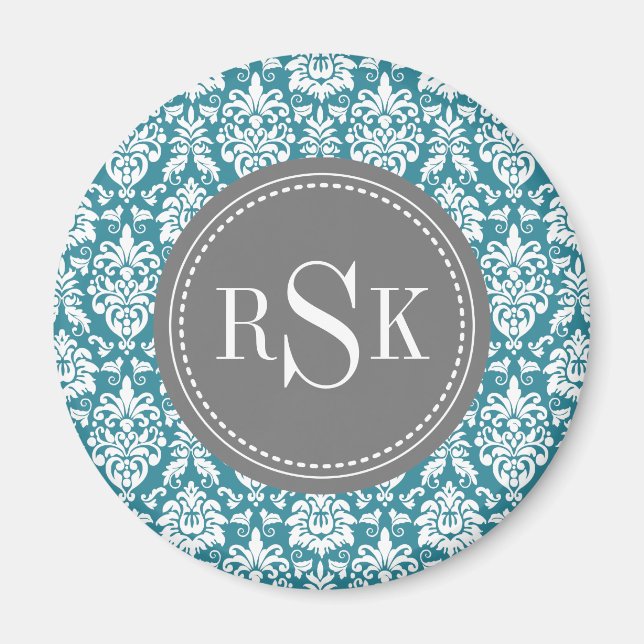 Aimant Monogram Trio Turquoise Damask (Devant)