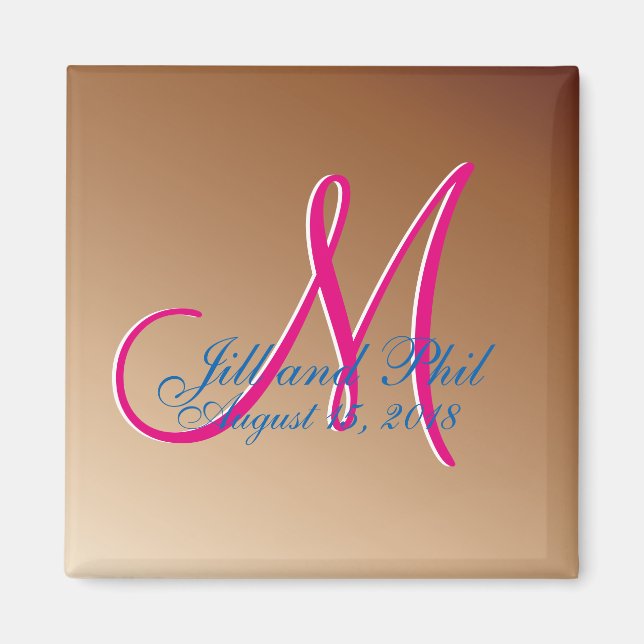 Aimant Monogramme 3D cuivre (Devant)