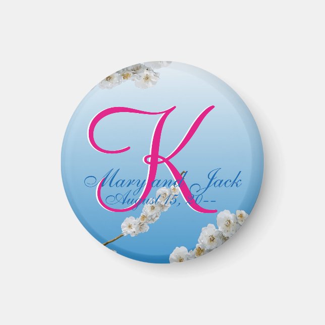 Aimant Monogramme 3d White Cherry Blossoms (Devant)