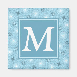 Aimant Monogramme ange bleu cercles motif