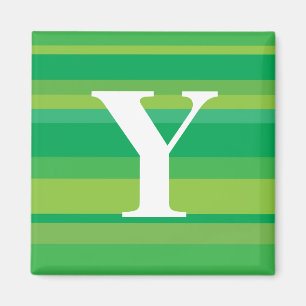 Aimant Monogramme avec un arrière - plan rayé coloré -