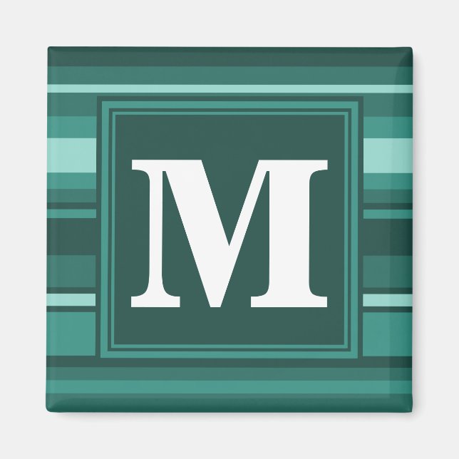 Aimant Monogramme bandes turquoises (Devant)
