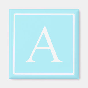 Aimant Monogramme bleu ciel simple