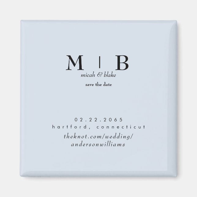 Aimant Monogramme bleu foncé simple et élégant Enregistre (Devant)