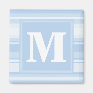 Aimant Monogramme Bleu rayures