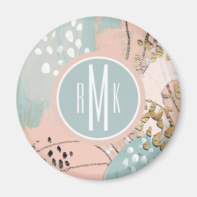 Aimant Monogramme | Blush & Gold I (Devant)