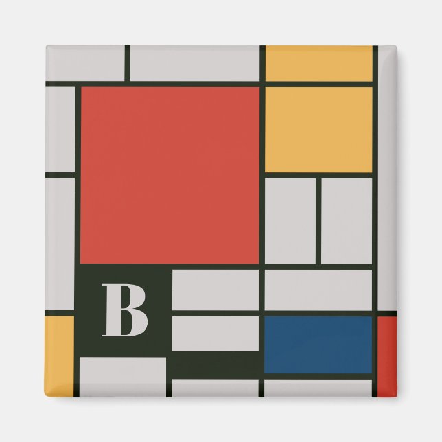 Aimant Monogramme Carré De Stijl Inspiré (Devant)