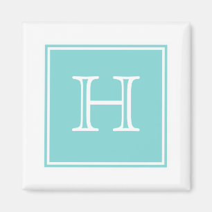 Aimant Monogramme Carré Turquoise