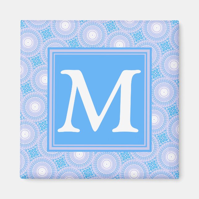 Aimant Monogramme Cercles bleu électrique motif (Devant)