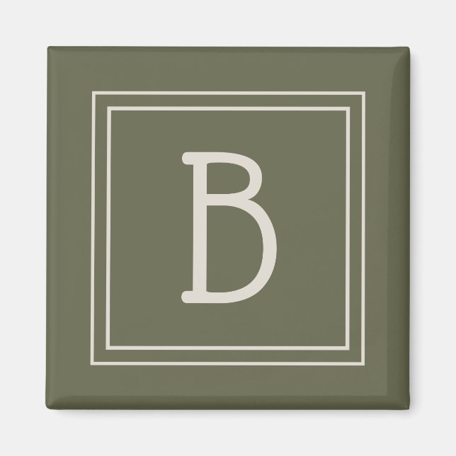 Aimant Monogramme côtier vert mousse et blanc (Devant)