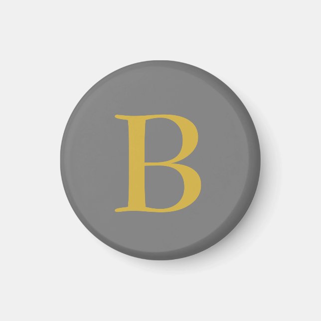 Aimant Monogramme couleur or gris moderne Ajouter un nom  (Devant)