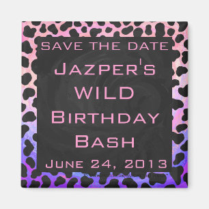 Aimant Monogramme Dalmatien noir et rose