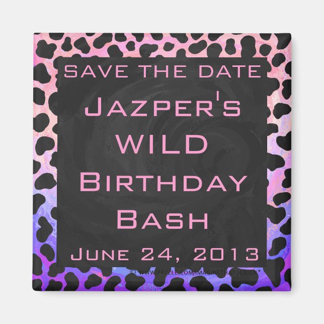 Aimant Monogramme Dalmatien noir et rose (Devant)