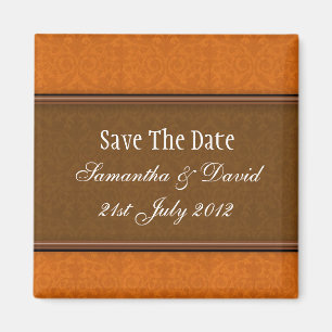 Aimant Monogramme Damas Brown Enregistrer La Date