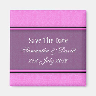 Aimant Monogramme Damas Pink Purple Sauvez La Date