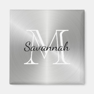 Aimant Monogramme d'argent moderne métal Faux