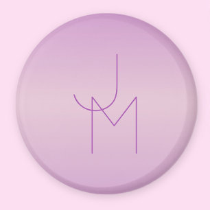 Aimant Monogramme de chevauchement unique Lavande douce