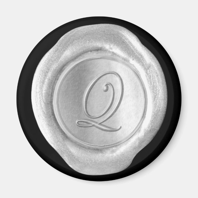 Aimant Monogramme de cire - Argent - Style de scri (Devant)