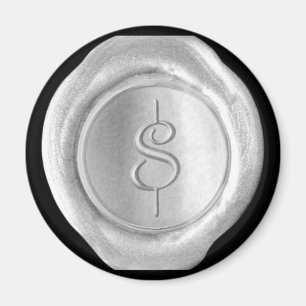 Aimant Monogramme de cire - Argent - Style de scri