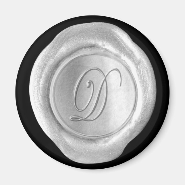 Aimant Monogramme de cire - Argent - Style de scri (Devant)