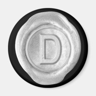 Aimant Monogramme de cire - Argent - Style gras -