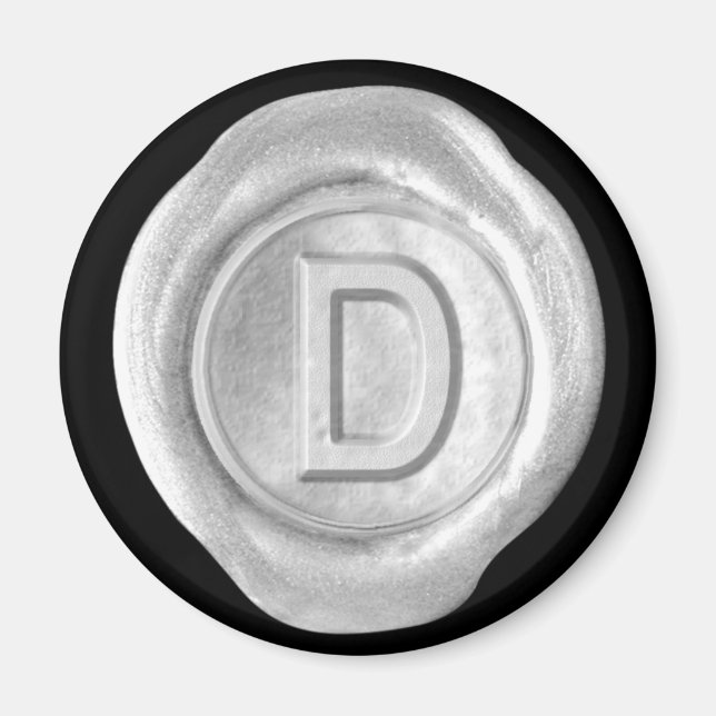 Aimant Monogramme de cire - Argent - Style gras - (Devant)