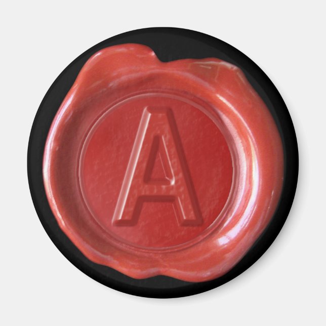 Aimant Monogramme de cire - Rouge - Style gras - (Devant)