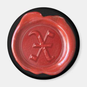 Aimant Monogramme de cire - Rouge - Vieux anglais