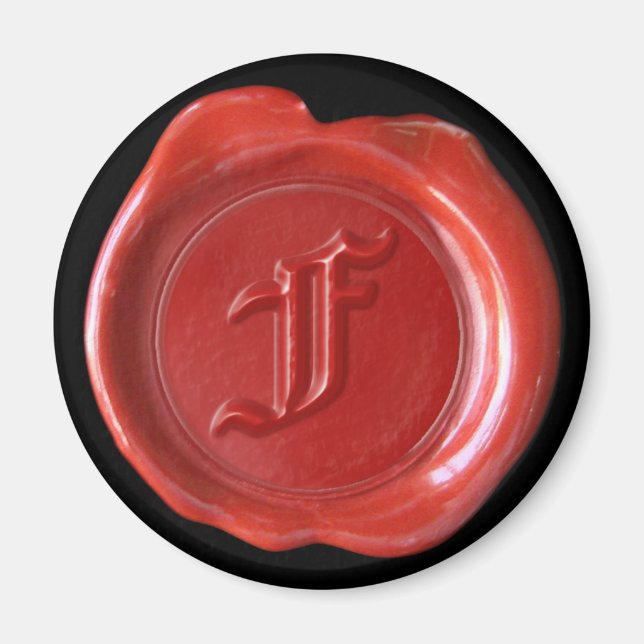 Aimant Monogramme de cire - Rouge - Vieux anglais  (Devant)