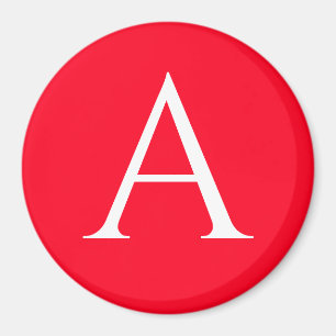 Aimant Monogramme de lettre initiale rouge blanc simple