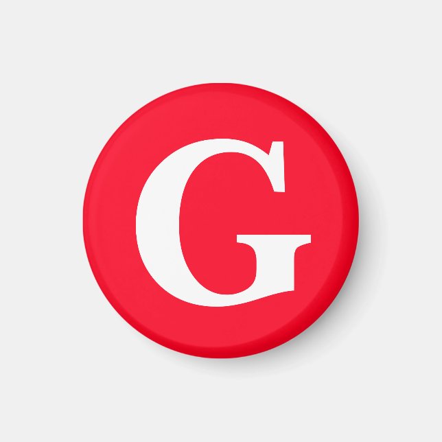Aimant Monogramme de lettre initiale rouge blanc simple (Devant)