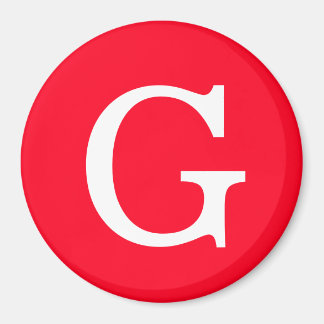 Aimant Monogramme de lettre initiale rouge blanc simple