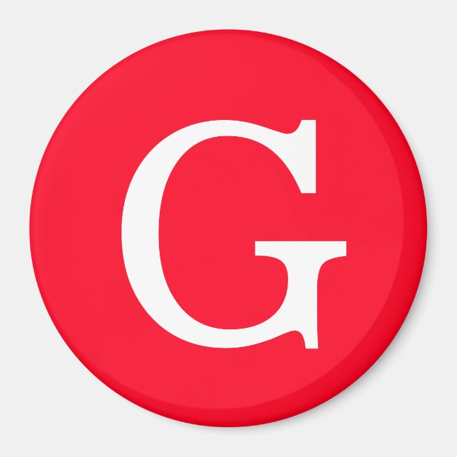 Aimant Monogramme de lettre initiale rouge blanc simple (Devant)