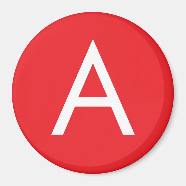Aimant Monogramme de lettre initiale rouge blanc simple m (Devant)