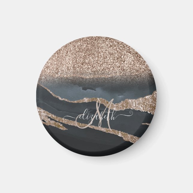 Aimant Monogramme de marbre de Parties scintillant modern (Devant)