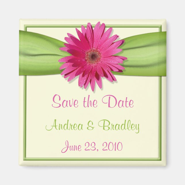 Aimant monogramme de marguerite rose personnalisab (Devant)