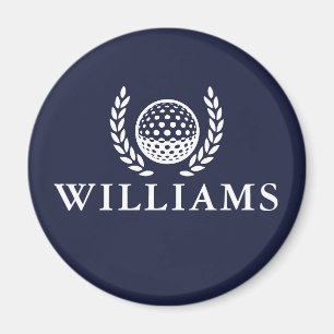 Aimant Monogramme de nom personnalisé bleu marine classiq