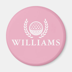 Aimant Monogramme de nom personnalisé rose élégant classi