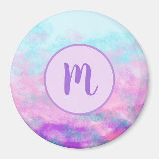 Aimant Monogramme de nuages roses mignons