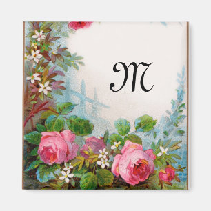 AIMANT MONOGRAMME DE ROSES ET DE JASMINS