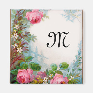 AIMANT MONOGRAMME DE ROSES ET DE JASMINS