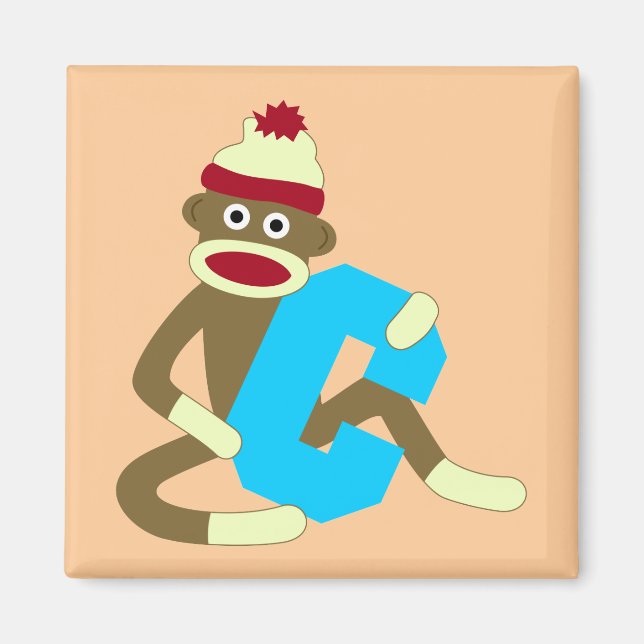 Aimant Monogramme de singe de soie C (Devant)