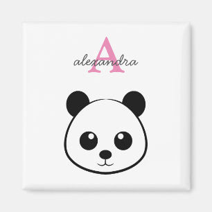 Aimant Monogramme de visage de panda souriant
