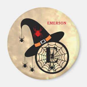 Aimant Monogramme E Halloween Ciel Sorcière Araignées Nom